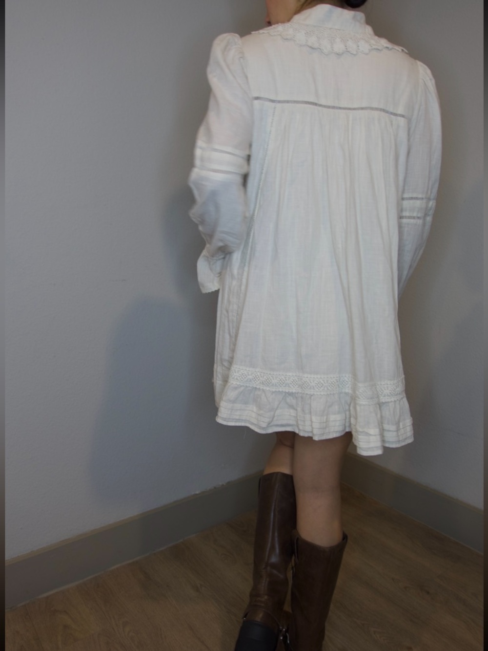 Free People One I'm The One White Lace Mini Dress Size M - Picture 3 of 6